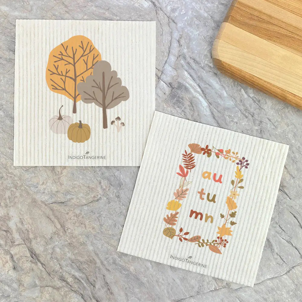 Autumn Trees, Autumn Abstract 2pk - Swedish Dish Cloth