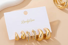 Load image into Gallery viewer, Chunky Hoop Rhinestone Trio Earring Set