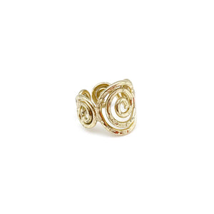 Gold Plated Adjustable Ring - Spiral Circles