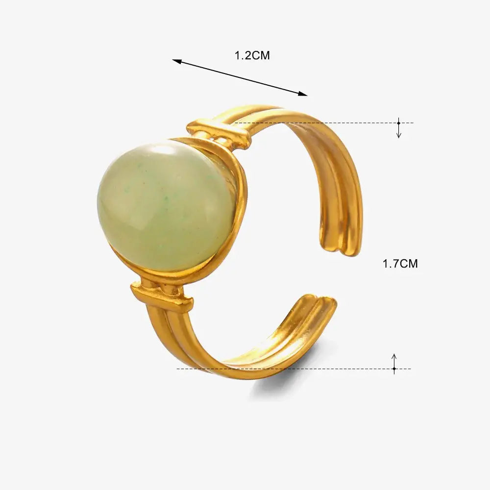 18K Stainless Steel Tarnish Free Jade Ring