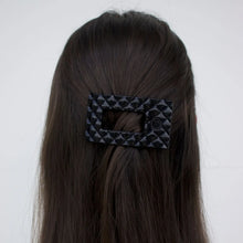 Load image into Gallery viewer, Teleties Small Flat Rectangle Hair Clip- Jet Black Quilted