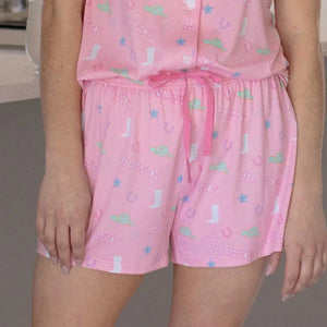 Howdy Friends Pink Multicolor Sleep Shorts