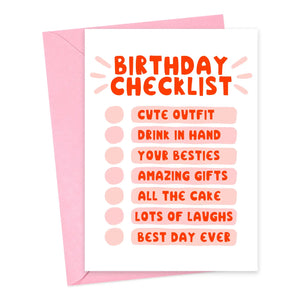 Birthday Checklist Funny Birthday Card