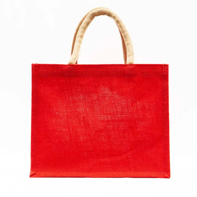 Reusable Red jute gift tote bag - LandyLane Boutique