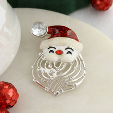 Load image into Gallery viewer, Crystal Beard Santa Face Pin/Pendant