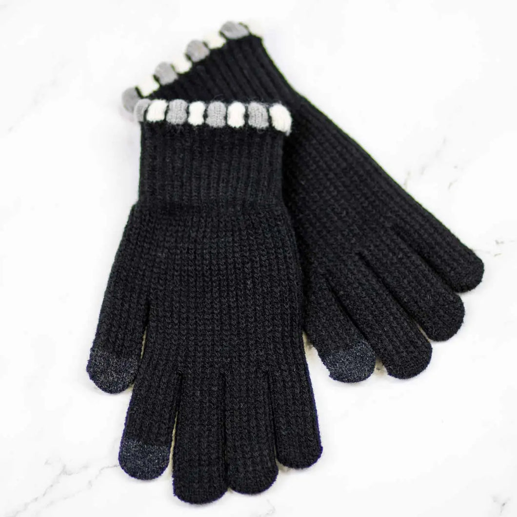 Pom Pom Tech Gloves Black/Soft White/Gray
