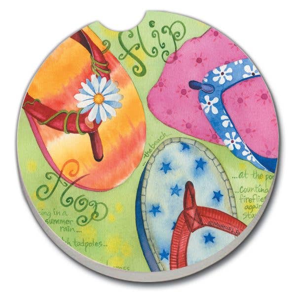 Flip Flop Trio Absorbent Stone Car Coaster 1 Pk