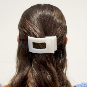 Teleties Small Flat Rectangle Hair Clip- Coconut White