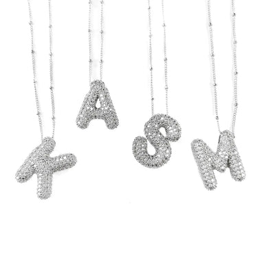 Sterling Silver Filled Balloon Bubble Initial Necklace
