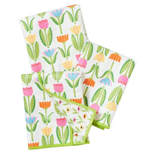 Load image into Gallery viewer, Tulips Set Of 3 Reversible Microfiber Dish Cloth Set