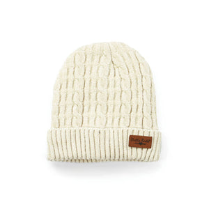 Britt's Knits cable knit chenille Beanie- Oatmeal