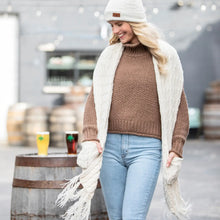 Load image into Gallery viewer, Cable knit scarf with built-in hand pockets