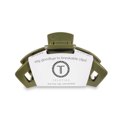 Teleties Open Medium Hair Clip- Olive