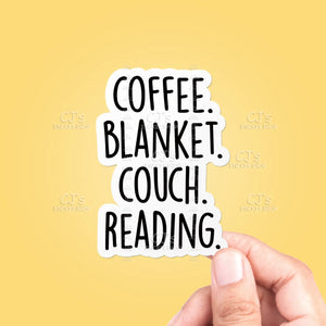Coffee Blanket Couch Reading Sticker Vinyl Decal