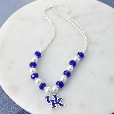 Kentucky Pearl & Crystal Bead 18 - 20 Crystal UK Logo Necklace