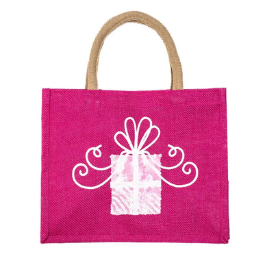 Reusable Pink jute gift tote bag - LandyLane Boutique