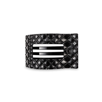 Teleties Small Flat Rectangle Hair Clip- Jet Black Quilted