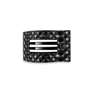 Teleties Small Flat Rectangle Hair Clip- Jet Black Quilted