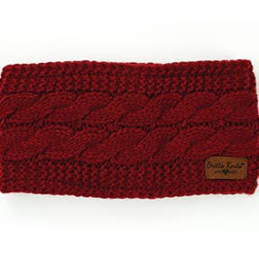Cable Knit Plush-Lined Maroon Headwarmer