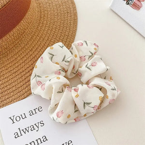 Chiffon Floral Toile Scrunchies
