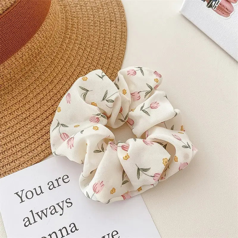 Chiffon Floral Toile Scrunchies