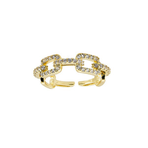 Adjustable CZ Pave Link Stackable Ring