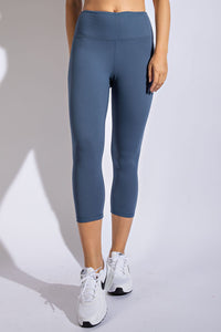 Original Buttery Super Soft Capri length, high waist band leggings- Blue