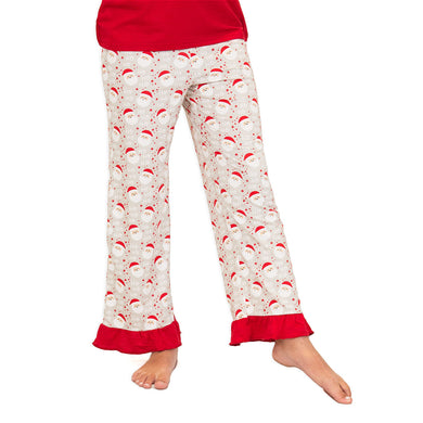 Girl's Cheerful Santa Ruffle Christmas Sleep Pants