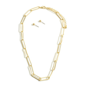 Ladies Short Gold Tone Chain Necklace