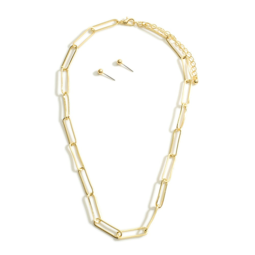 Ladies Short Gold Tone Chain Necklace