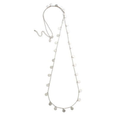 Ladies Long Necklace Featuring Metal Accents- Silver Tone