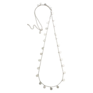 Ladies Long Necklace Featuring Metal Accents- Silver Tone