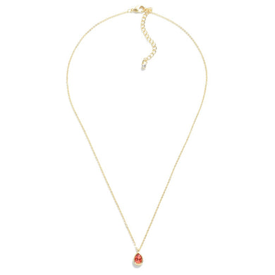 Crystal Teardrop Pendant Necklace- Coral