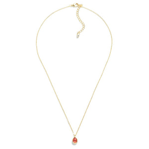 Crystal Teardrop Pendant Necklace- Coral