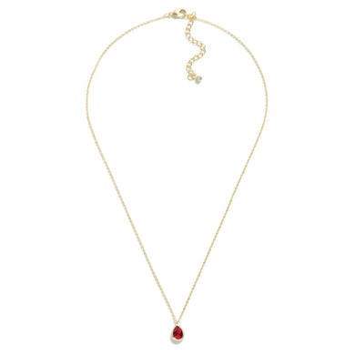 Crystal Teardrop Pendant Necklace- Ruby