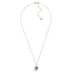 Dainty Chain Link Necklace With Clover Rhinestone Pendant