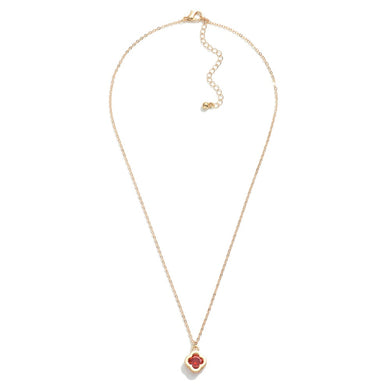 Dainty Chain Link Necklace With Clover Rhinestone Pendant