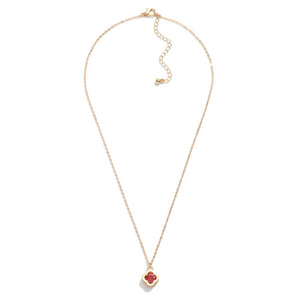 Dainty Chain Link Necklace With Clover Rhinestone Pendant