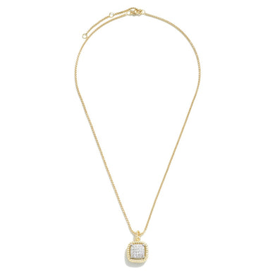 Ladies Chain Link Necklace with Cubic Zirconia Charm