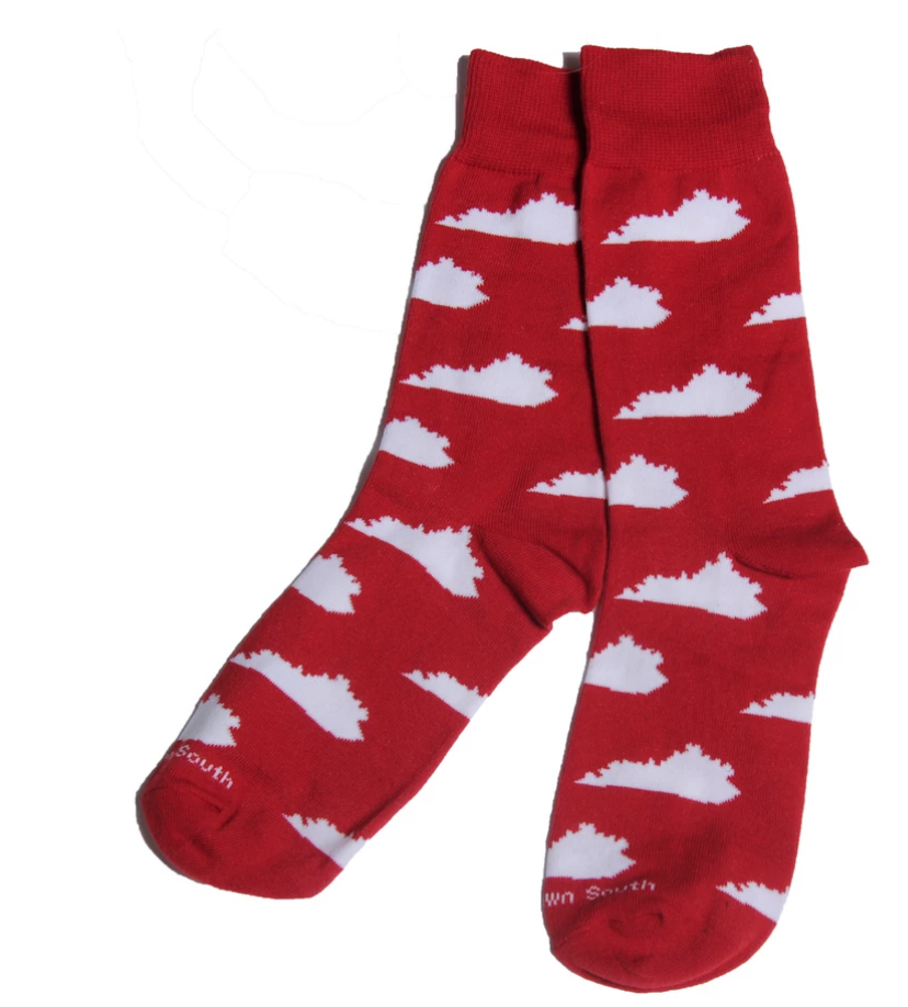 Unisex Red and White KY Letter Socks