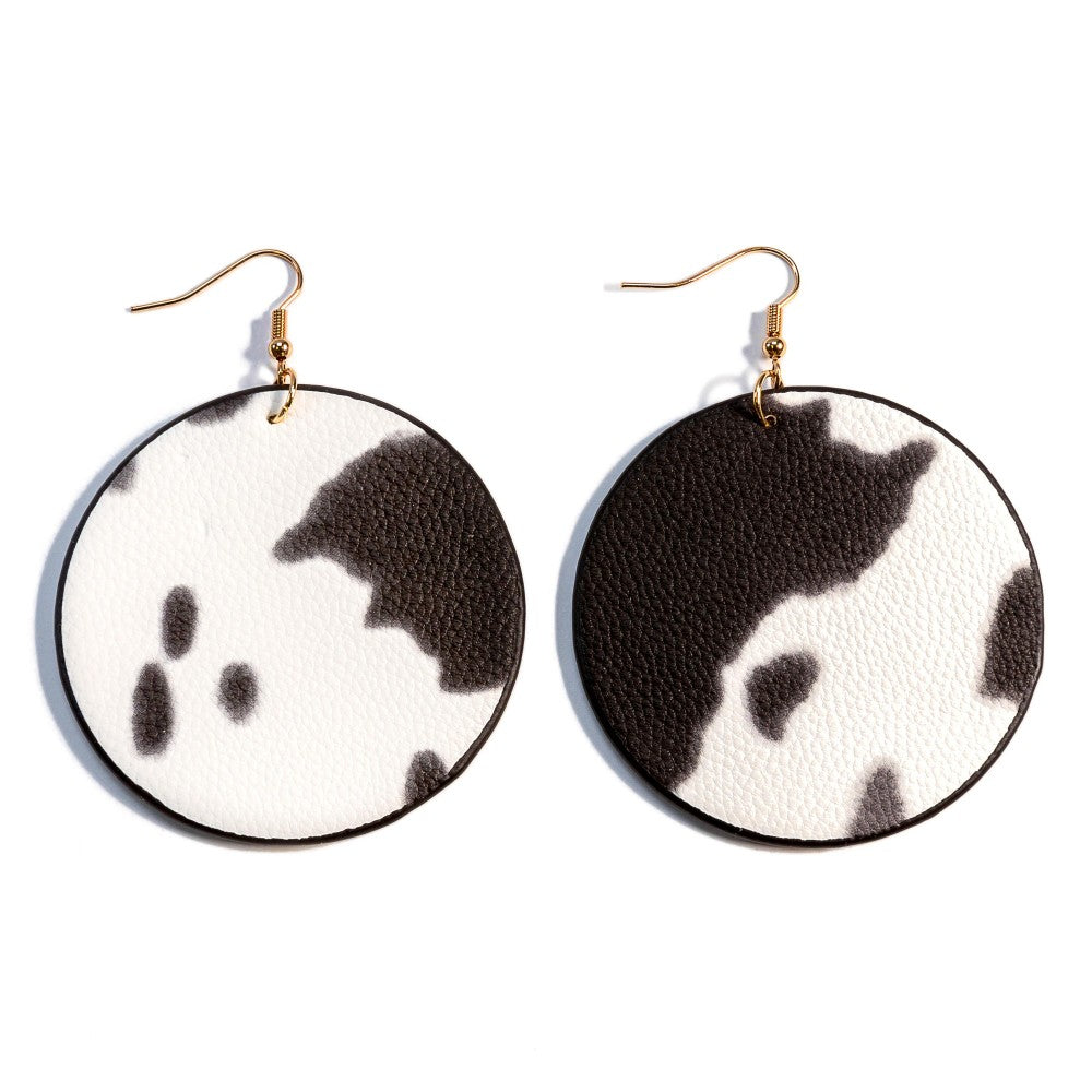 Leather Animal Print Statement Earrings