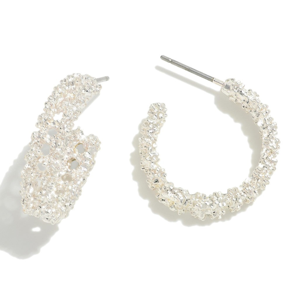Heavily Textured Ladder Hoop Earrings