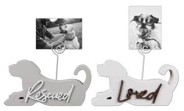 Wood Dog Cutout with 3D Lettering Tabletop Photo Clip