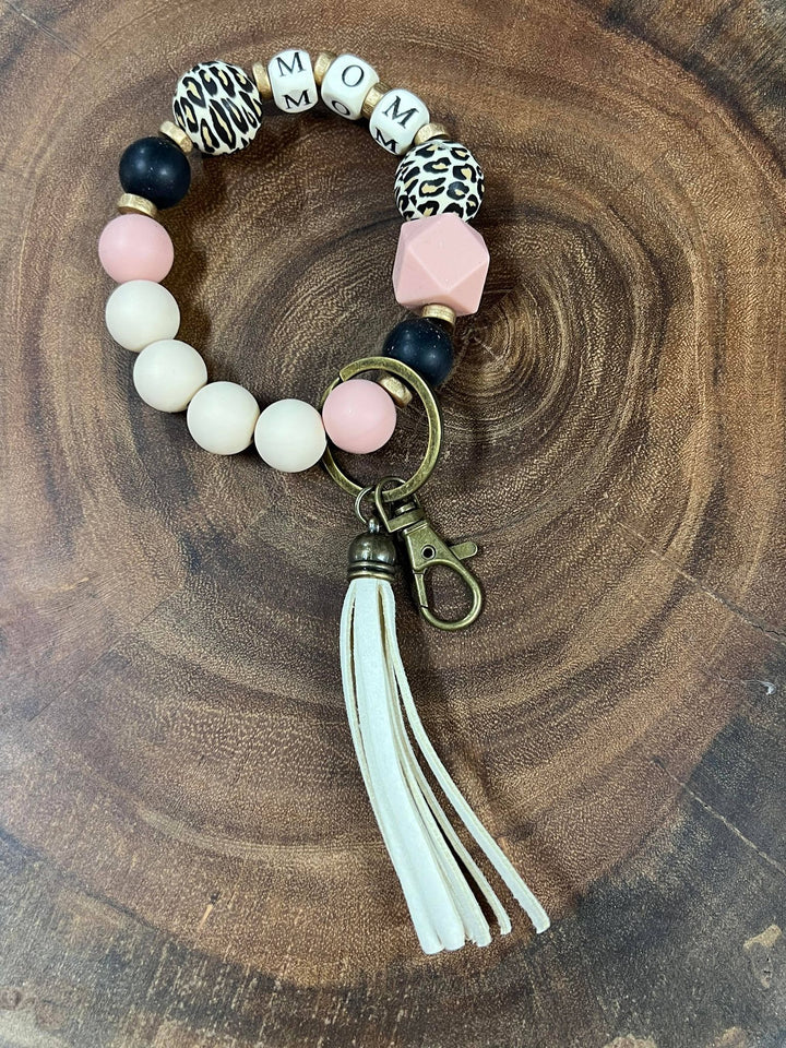 Mom Silicone Bead Keychain Wristlet