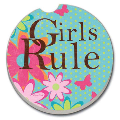 Girls Rule Absorbent Stone Car Coaster