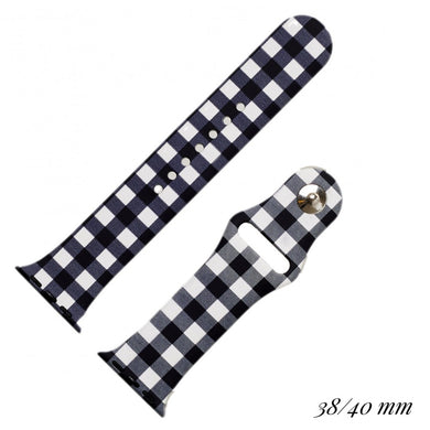 Black/White Buffalo Check Interchangeable Silicone Watch Band-38/40MM