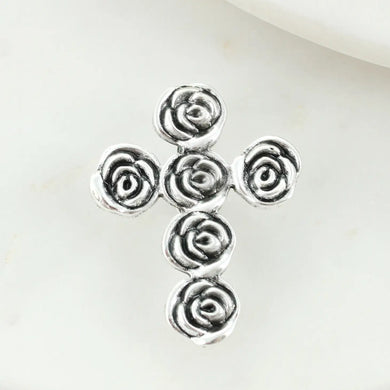Silver Rose Cross Pendant