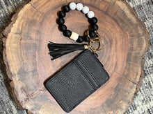 Load image into Gallery viewer, Silicone Bead Keychain Wristlet With Vegan Leather Credit Card Holder