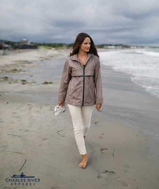 Ladies Charles River Rain Jacket in Animal Print