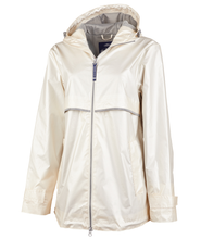 Load image into Gallery viewer, Ladies Charles River New Englander Rain Jacket - Metallic Ivory Pearl